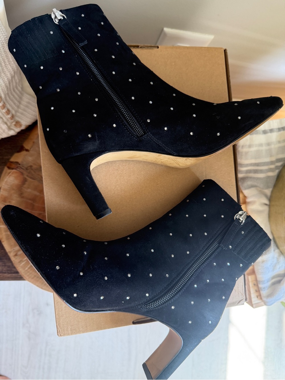 J. Crew Black Studded Vegan Suede Ankle Booties - Picture 4 of 13